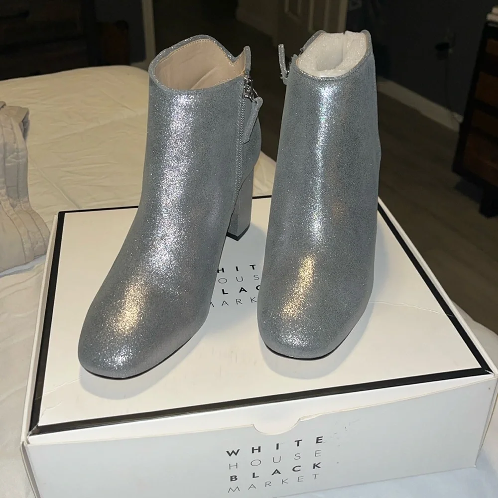 Silver Bootie size 8m!  Brand new in box perfect for the Holidays